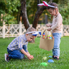 THOVSMOON Easter basket size 9in x 6in x 7.8in for easy handling.