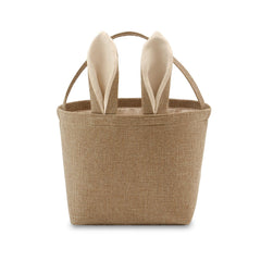 THOVSMOON Easter bunny basket in linen, ideal for egg hunts.