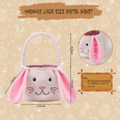 THOVSMOON Easter Bunny Basket plush texture, soft to touch