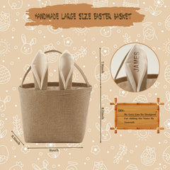 THOVSMOON Rabbit ears basket, soft plush design for kids’ Easter fun.
