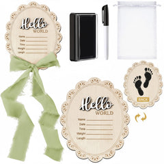 Threehoney baby announcement sign 7-inch double-sided for newborn milestones and photos