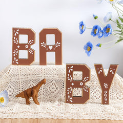 Threehoney Cielito Lindo wooden letters for a gender reveal party setup
