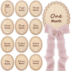 Threehoney wooden monthly milestone cards from 1 to 12 months for baby photos.