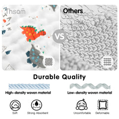 THSAM Muslin Burp Cloths shown at 20x10 inches for broad protection.