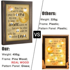 THYGIFTREE baby christening frame illuminated for warm nursery display.