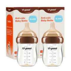 Thyseed glass anti-colic base vent promotes smoother milk flow