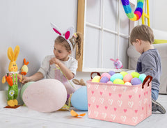 TIBAOLOVER pink heart pattern basket for nursery shelves and decor