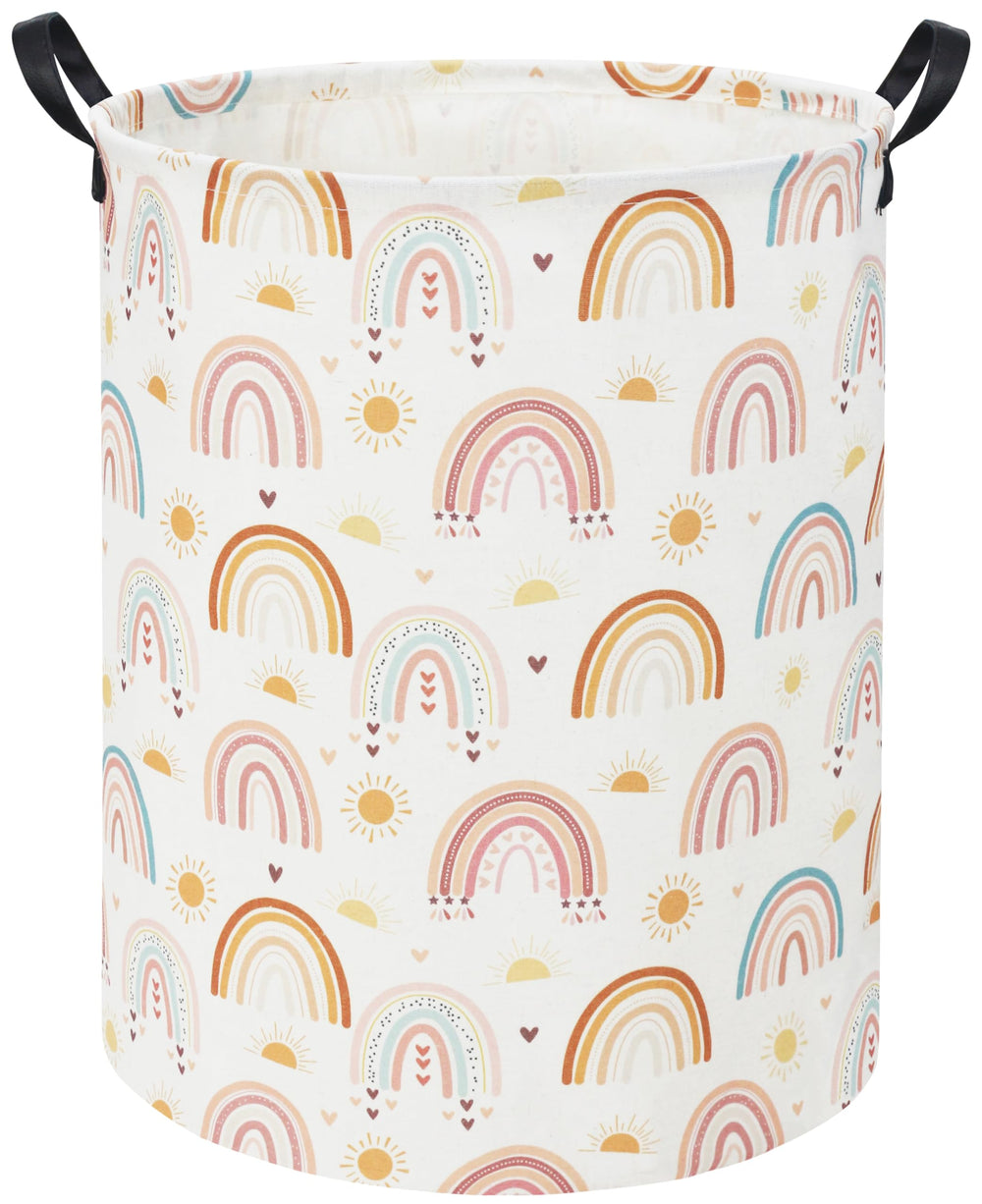 Tibaolover rainbow kids laundry basket on sun rainbow design for tidy clothing storage