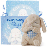 Tickle and Main Everybunny Prays bunny close-up with soft embroidery and cuddly feel.