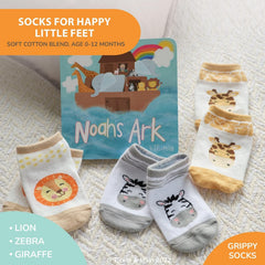 Tickle and Main socks giraffe image adds playful warmth.