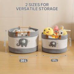 Tidelit gray blanket basket keeps towels neatly stored in nursery