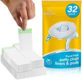 TidyTots disposable liner secured to an OXO Go Potty for quick cleanups.