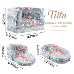 Tiita 3-in-1 Kids Sofa Bed expands to a larger lounging space