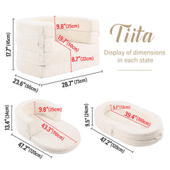 Tiita 3-in-1 kids sofa bed plush cover closeup for cozy seating