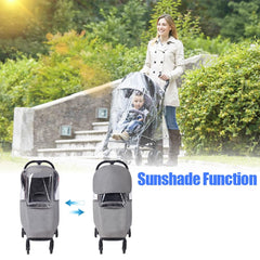 Tiiyee stroller rain cover front zipper access for snacks and lifting