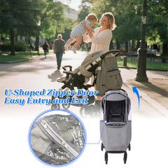 Tiiyee stroller rain cover large window entry enables easy in and out
