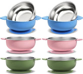 Tikmos 6 pack bowls with suction base for mess-free meals
