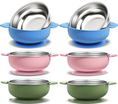 Tikmos 6 pack bowls with suction base for mess-free meals