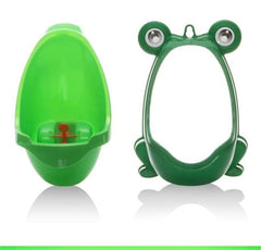 Tikono frog design potty urinal with hanger for versatile hanging.
