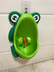 Tikono frog design potty urinal mounted on wall for secure placement.