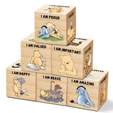 Tillfuru Winnie nursery blocks pattern 1 on a shelf add playful charm to a nursery