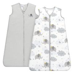 TILLYOU 2-pack sleep sack grey elephant design provides breathable comfort for cool nights