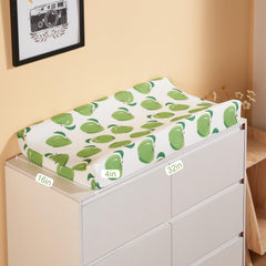 TILLYOU changing pad cover in fruit green pattern adds color and softness.