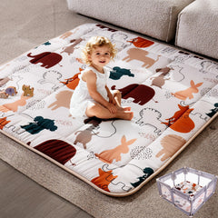 TILLYOU baby play mat with forest animals design for cozy floor play