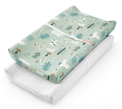 TILLYOU Jungle Walk changing pad cover on a 32x16 contour pad stays in place during changes