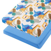 TILLYOU mini crib sheets animal-geometry blue provide a snug, secure fit for 38x24 mattresses