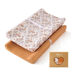TILLYOU muslin changing pad cover with yellow flower design offering breathable comfort.