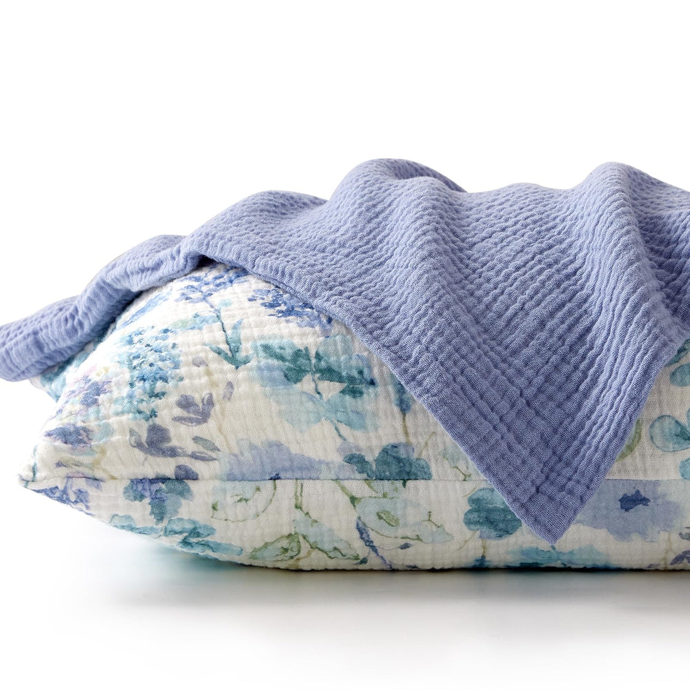 TILLYOU muslin toddler pillowcase 2-pack shown on pillow, soft and easy to care for.