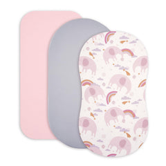 TILLYOU Rainbow Elephant bassinet sheet offers soft, skin-friendly comfort for nap-ready bassinets.