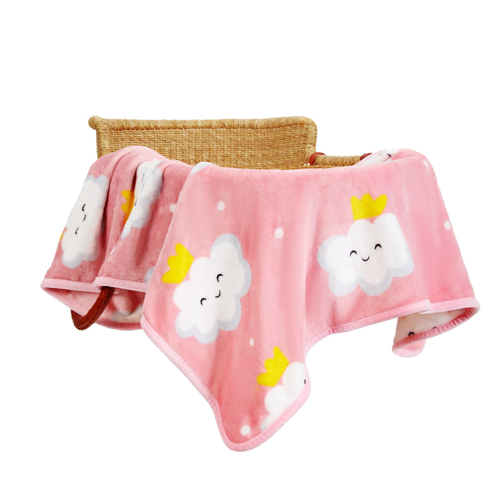 TILLYOU Toddler Flannel Blanket pink cloud soft-touch for bedtime