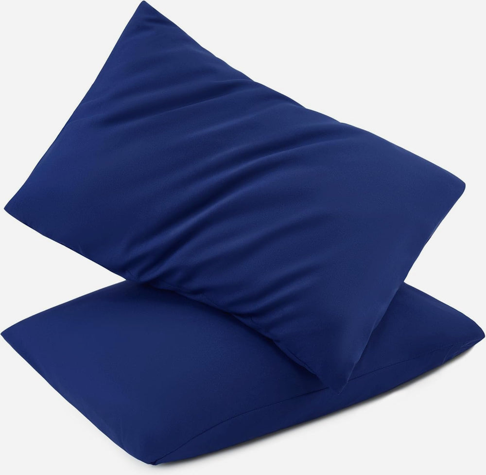 TILLYOU toddler pillowcase navy, 13x18, silky microfiber for kids