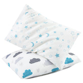 TILLYOU toddler pillowcase in blue clouds with envelope closure keeps pillows tidy and cozy.