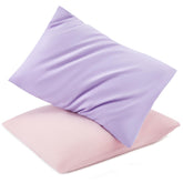 TILLYOU toddler pillowcase light purple closeup shows soft microfiber texture and cozy touch.