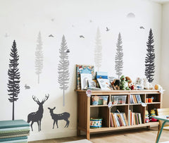 Timber Artbox pine tree decals brighten play spaces without painting