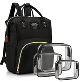 Timberer diaper bag front view highlighting black color and sleek organization