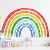 Tinideya rainbow wall decal assembled on a wall with vibrant colors for kids' rooms.