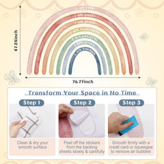 Tinideya rainbow wall decal five pieces numbered for simple assembly.