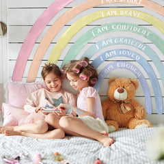 Tinideya rainbow wall decal inspirational quote enhances classroom motivation.
