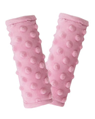 TinlyFinly car seat belt covers in pink dots provide gentle cushioning for everyday rides.