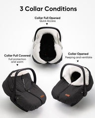TinlyFinly waterproof fabric exterior shields against rain and snow during outings.
