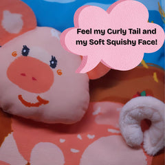 Tinsel Trends Crinkle pages and bright illustrations spark visual curiosity during play.
