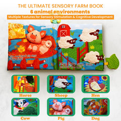 Tinsel Trends Busy Book rattle feature invites tactile exploration and calming play.