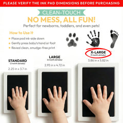 Tiny Gifts Clean Touch inkpad captures baby feet footprints without mess.