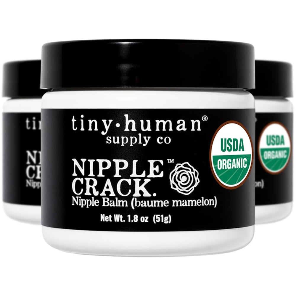 Tiny Human Supply Co Organic Nipple Cream 3-Pack balm for comfortable breastfeeding without washing off