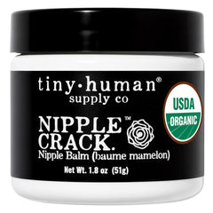 Tiny Human Supply Co Organic Nipple Cream bottle shown for gentle relief without washing