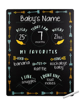 Tiny Idea's Arrows milestone chalkboard front view, ideal for monthly milestones
